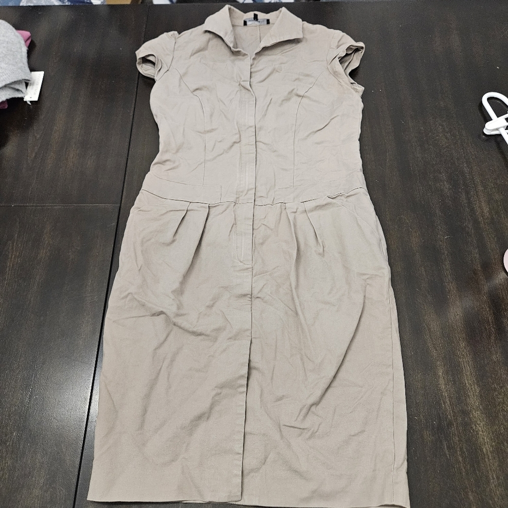 Lafayette 148 New York Beige Midi Dress Size 4 - Picture 2 of 6